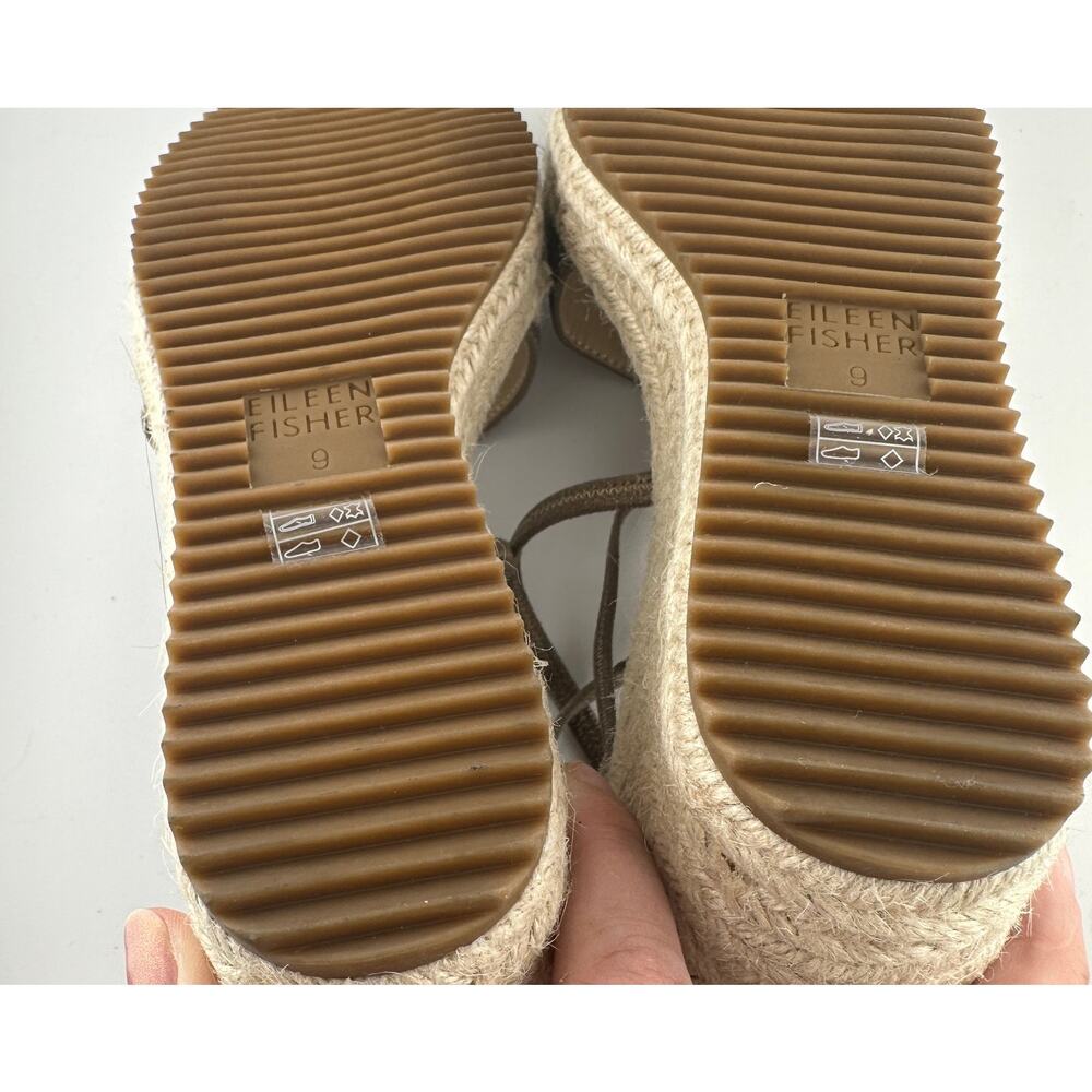 Eileen Fisher Wanda espadrille strappy Bronze Gold Leather wedges size 9 NWOB - Picture 6 of 6